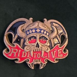 Ride to Live Skull Belt Buckle 1982